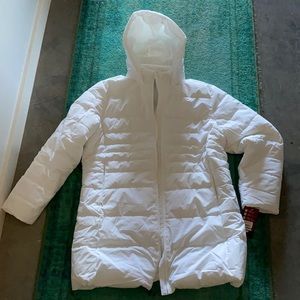 White Oversized Mid Length Puffer